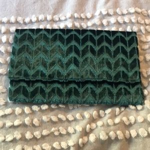 Emerald green envelope clutch